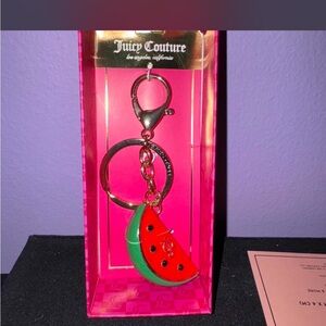 Juicy Couture Gold-Tone Pink & Green Watermelon Keychain